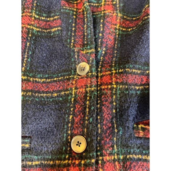 Old Navy Womens Size SMALL Navy Red Plaid Coat Wool Blend Long Duster - Picture 4 of 10